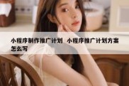 小程序制作推广计划  小程序推广计划方案怎么写