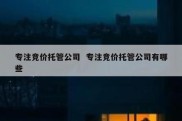 专注竞价托管公司  专注竞价托管公司有哪些