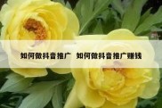 如何做抖音推广  如何做抖音推广赚钱