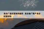 竞价广告托管如何操作  竞价推广账户竞价托管好吗