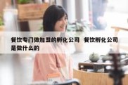 餐饮专门做加盟的孵化公司  餐饮孵化公司是做什么的