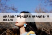 搜狗竞价推广账号托管费用（搜狗竞价推广效果怎么样）