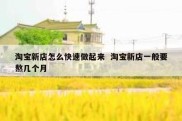 淘宝新店怎么快速做起来  淘宝新店一般要熬几个月
