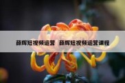 薛辉短视频运营  薛辉短视频运营课程