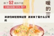 波波归来短视频运营  波波来了是什么公司的