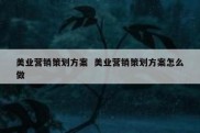 美业营销策划方案  美业营销策划方案怎么做