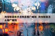 淘宝联盟新手怎样去推广赚钱  淘宝联盟怎么推广赚钱