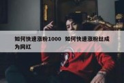 如何快速涨粉1000  如何快速涨粉丝成为网红