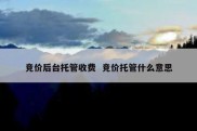 竞价后台托管收费  竞价托管什么意思