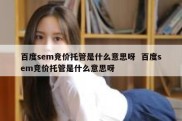 百度sem竞价托管是什么意思呀  百度sem竞价托管是什么意思呀