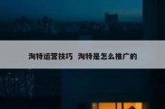 淘特运营技巧  淘特是怎么推广的