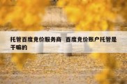 托管百度竞价服务商  百度竞价账户托管是干嘛的