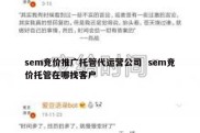sem竞价推广托管代运营公司  sem竞价托管在哪找客户