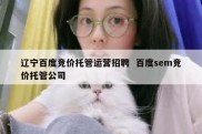 辽宁百度竞价托管运营招聘  百度sem竞价托管公司