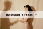 快速涨粉到1000  如何快速涨粉一千
