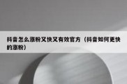 抖音怎么涨粉又快又有效官方（抖音如何更快的涨粉）