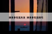 拼多多引流方法  拼多多引流技巧