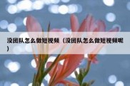 没团队怎么做短视频（没团队怎么做短视频呢）