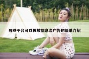 哪些平台可以投放信息流广告的简单介绍