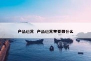 产品运营  产品运营主要做什么