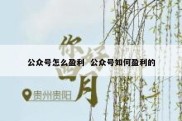 公众号怎么盈利  公众号如何盈利的