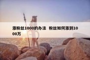 涨粉丝1000的办法  粉丝如何涨到1000万