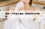 涨粉一千万加入挑战  如何达到1000粉丝