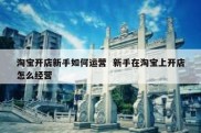 淘宝开店新手如何运营  新手在淘宝上开店怎么经营
