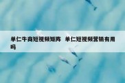 单仁牛商短视频矩阵  单仁短视频营销有用吗
