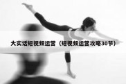 大实话短视频运营（短视频运营攻略30节）