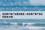 竞价账户推广托管价格表（竞价推广账户竞价托管多少钱）