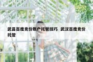 武昌百度竞价账户托管技巧  武汉百度竞价托管