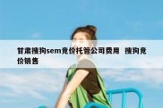 甘肃搜狗sem竞价托管公司费用  搜狗竞价销售