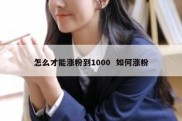 怎么才能涨粉到1000  如何涨粉