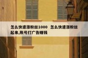 怎么快速涨粉丝1000  怎么快速涨粉丝起来,账号打广告赚钱