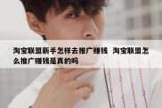 淘宝联盟新手怎样去推广赚钱  淘宝联盟怎么推广赚钱是真的吗