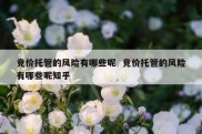竞价托管的风险有哪些呢  竞价托管的风险有哪些呢知乎