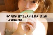 推广竞价托管只选g火15星服务  竞价推广工资提成标准