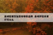 县城轻餐饮加盟有哪些品牌  县城开轻食餐厅可以么