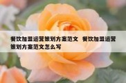 餐饮加盟运营策划方案范文  餐饮加盟运营策划方案范文怎么写