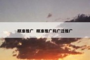 精准推广  精准推广和广泛推广