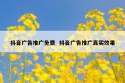 抖音广告推广免费  抖音广告推广真实效果