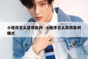 小程序怎么获得盈利  小程序怎么获得盈利模式