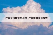 广告竞价托管怎么样  广告投放竞价模式