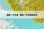 涨粉一千万粉  涨粉一千万粉丝多少