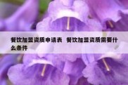 餐饮加盟资质申请表  餐饮加盟资质需要什么条件