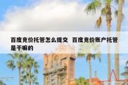 百度竞价托管怎么提交  百度竞价账户托管是干嘛的