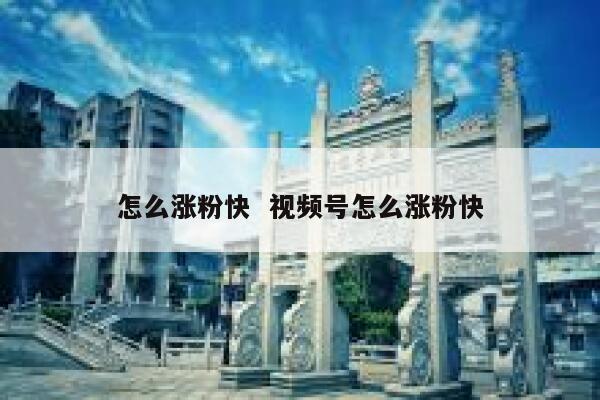 怎么涨粉快 视频号怎么涨粉快