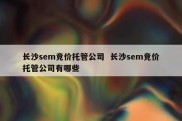 长沙sem竞价托管公司  长沙sem竞价托管公司有哪些