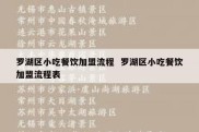 罗湖区小吃餐饮加盟流程  罗湖区小吃餐饮加盟流程表
